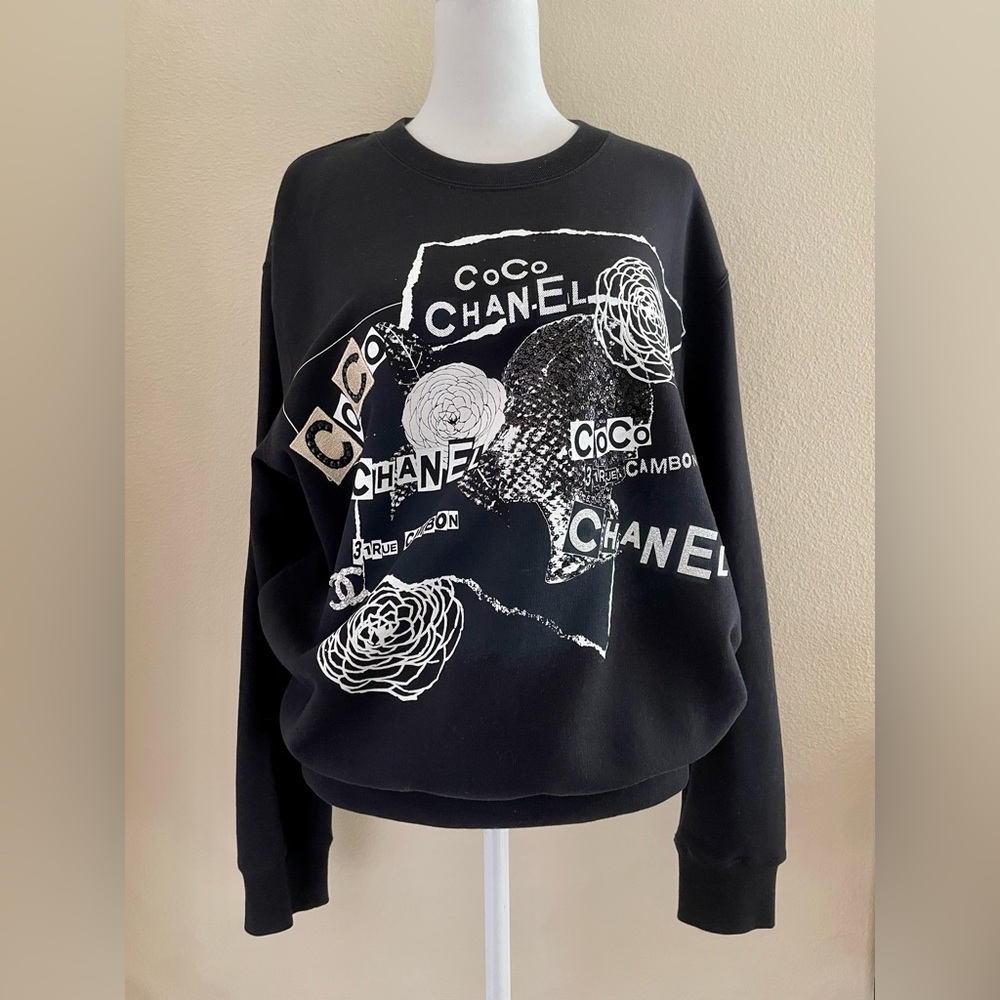CHANEL 20P Coco Signature Camellia Sweatshirt L